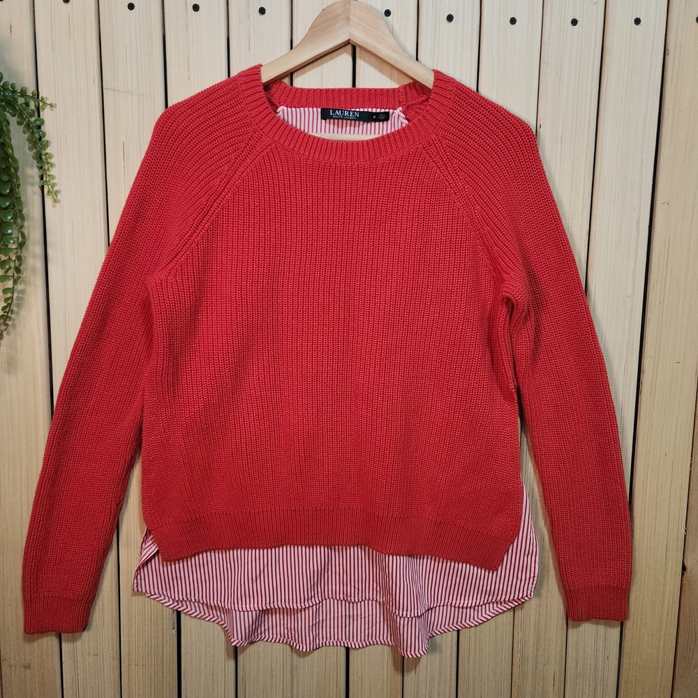 Lauren Ralph Lauren Sweater Red with Striped Detail